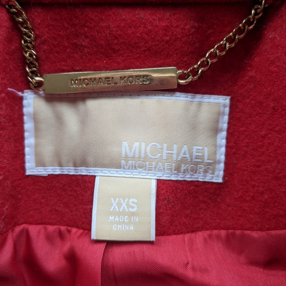 Michael Kors Red Wool Double-breasted Pea Coat - Picture 6 of 11